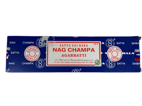 Blue incense box with nag champa label 