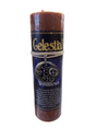 Celestial wisdom brown pillar candle with pewter sun moon charm 