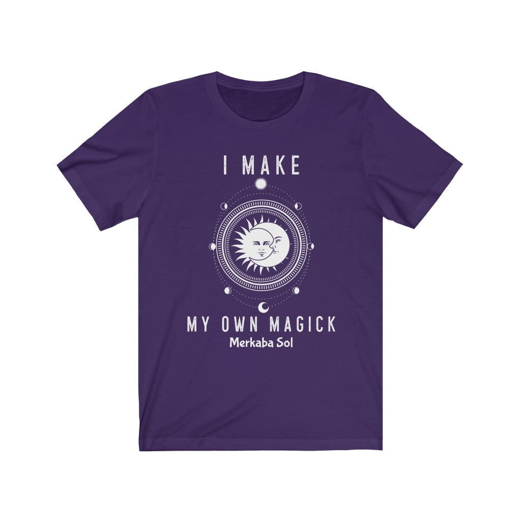 I Make My Own Magick Short Sleeve Tee - I Make My Own Magick. Bring inspiration and empowerment to your wardrobe with this I Make My Own Magick t-shirt in purple color or give it as a fun gift. From merkabasolshop.com