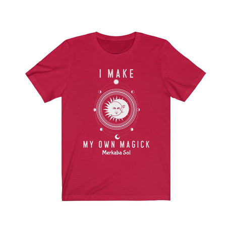 I Make My Own Magick Short Sleeve Tee - I Make My Own Magick. Bring inspiration and empowerment to your wardrobe with this I Make My Own Magick t-shirt in red color or give it as a fun gift. From merkabasolshop.com