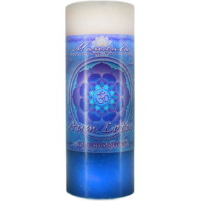 Blue candle with "MANDALA" and "ILLUMINATION" labels.