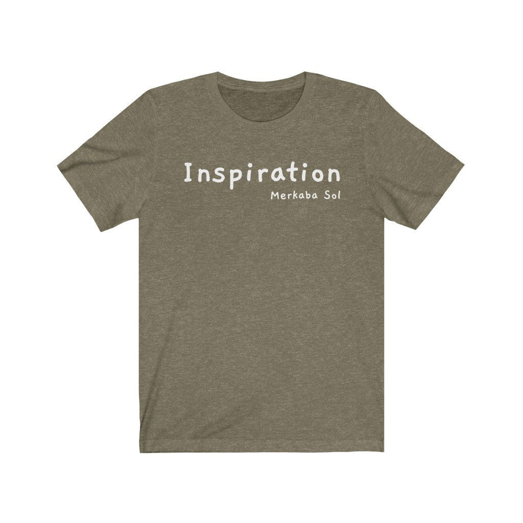 Inspiration Short Sleeve Tee - Bring inspiration and empowerment to your wardrobe with this Inspection t-shirt in this heather olive color or give it as a fun gift. From merkabasolshop.com