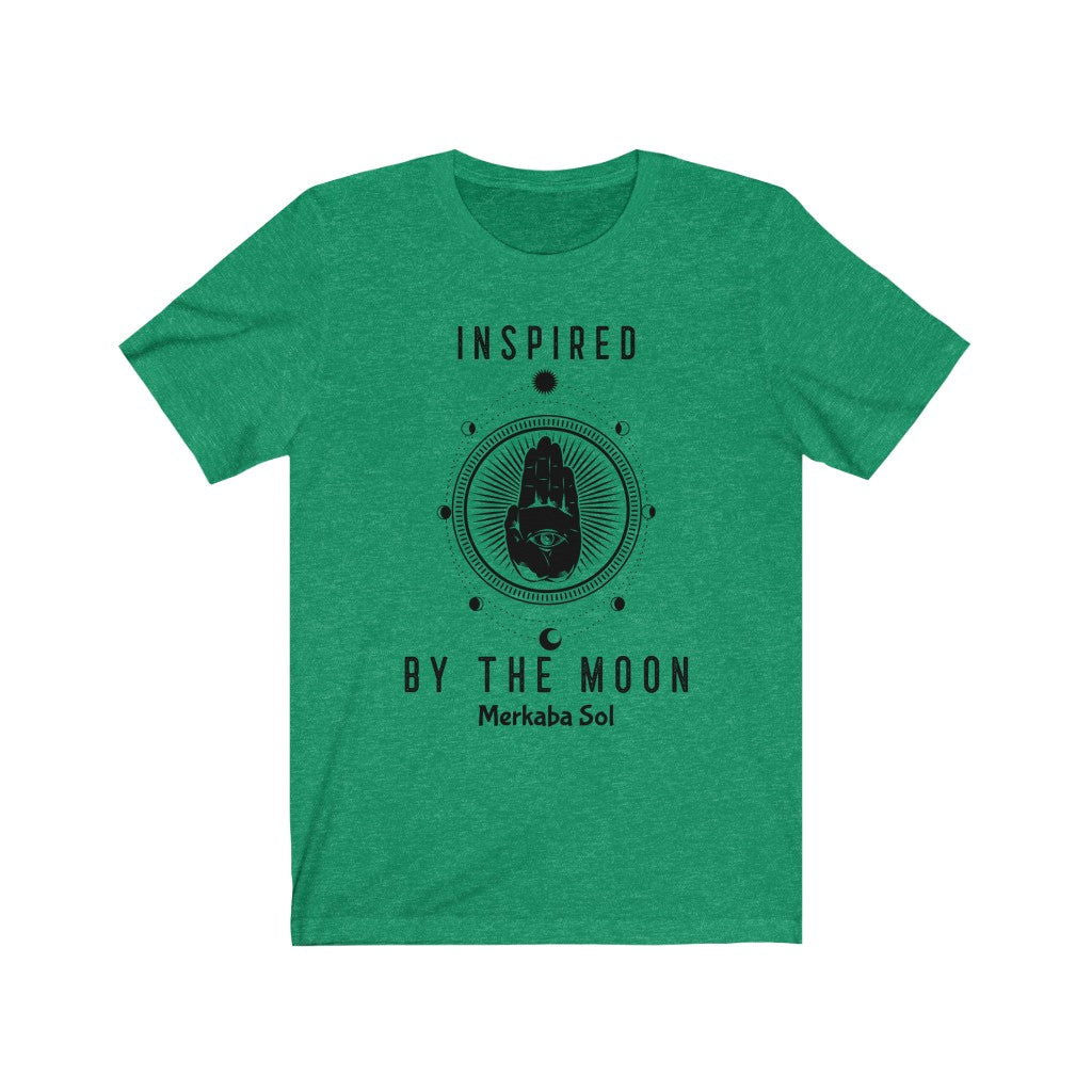 Inspired By The Moon Short Sleeve Tee - Inspired By The Moon. Bring inspiration and empowerment to your wardrobe with this Inspired By The Moon t-shirt in kelly green color or give it as a fun gift. From merkabasolshop.com