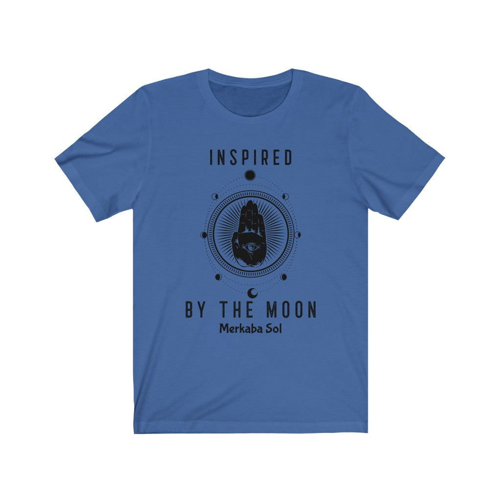 Inspired By The Moon Short Sleeve Tee - Inspired By The Moon. Bring inspiration and empowerment to your wardrobe with this Inspired By The Moon t-shirt in true blue color or give it as a fun gift. From merkabasolshop.com