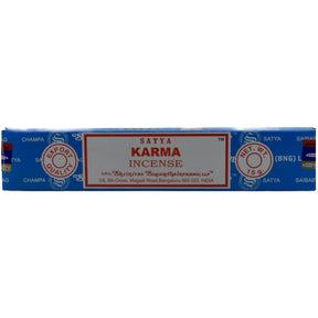 Satya Nag Champa Karma Incense Sticks in a blue box.