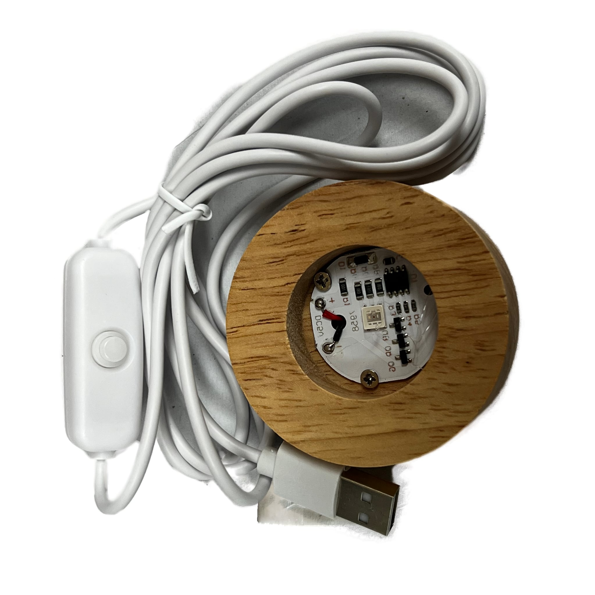 Round Wood Base with power cord attached 