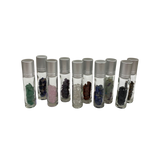 Lapis Lazuli Crystal Chip Oil Roller Bottle - A collection of transparent oil roller bottle with crystal chips