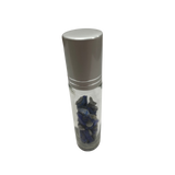 Lapis Lazuli Crystal Chip Oil Roller Bottle - Lapis Lazuli Crystal Chip inside transparent oil roller bottle.