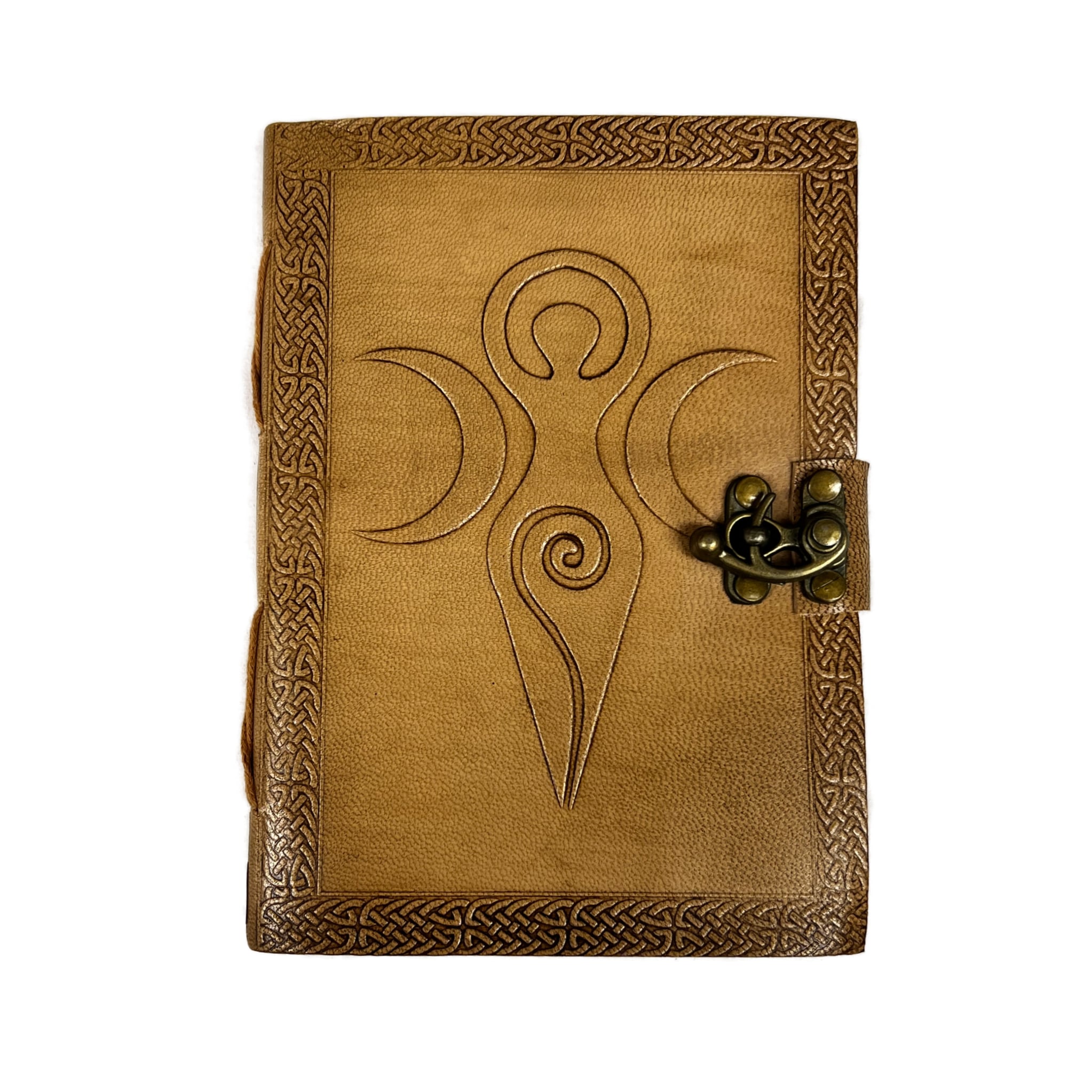 Light brown journal with image of goddess and moon 