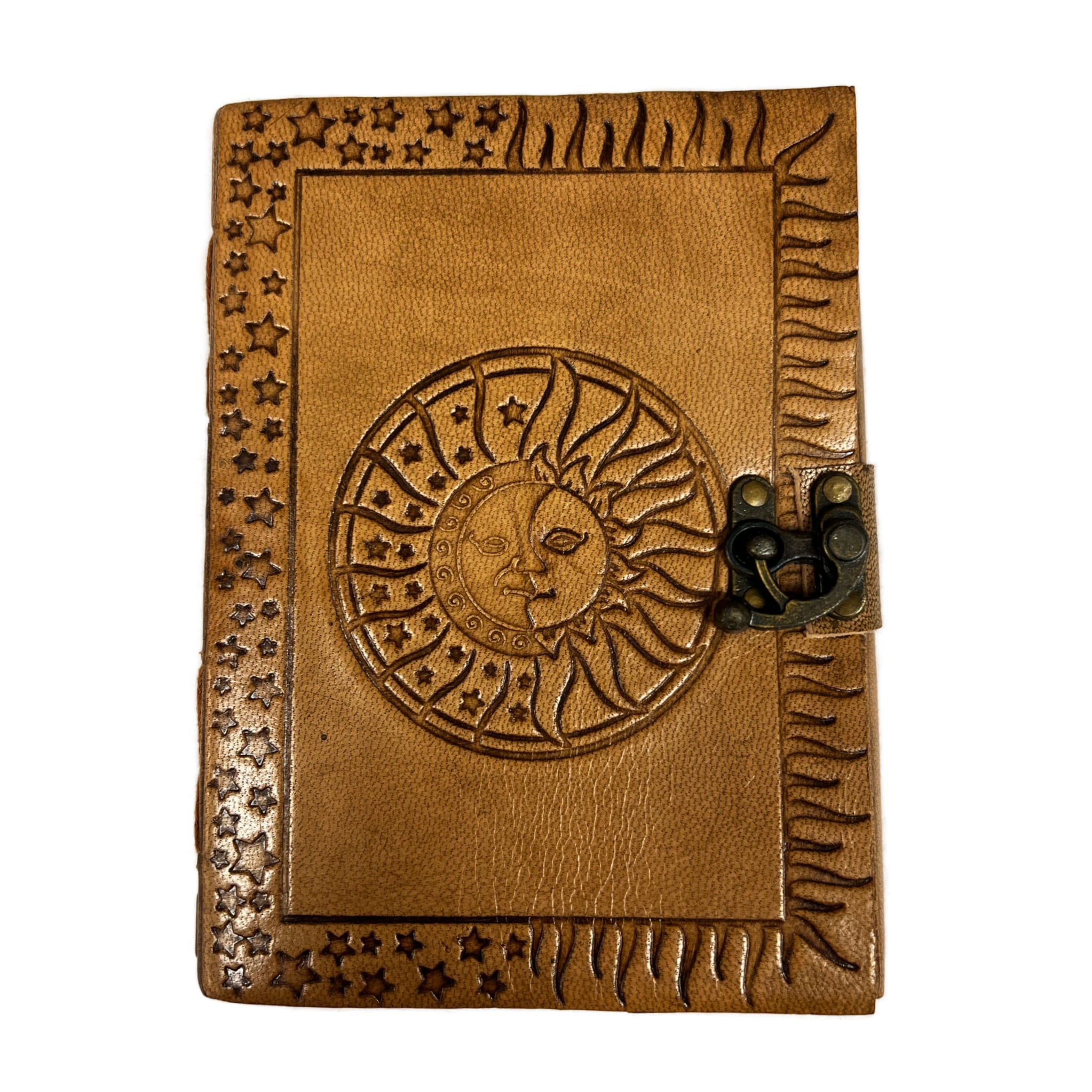 Leather book sun nd moon embossed 
