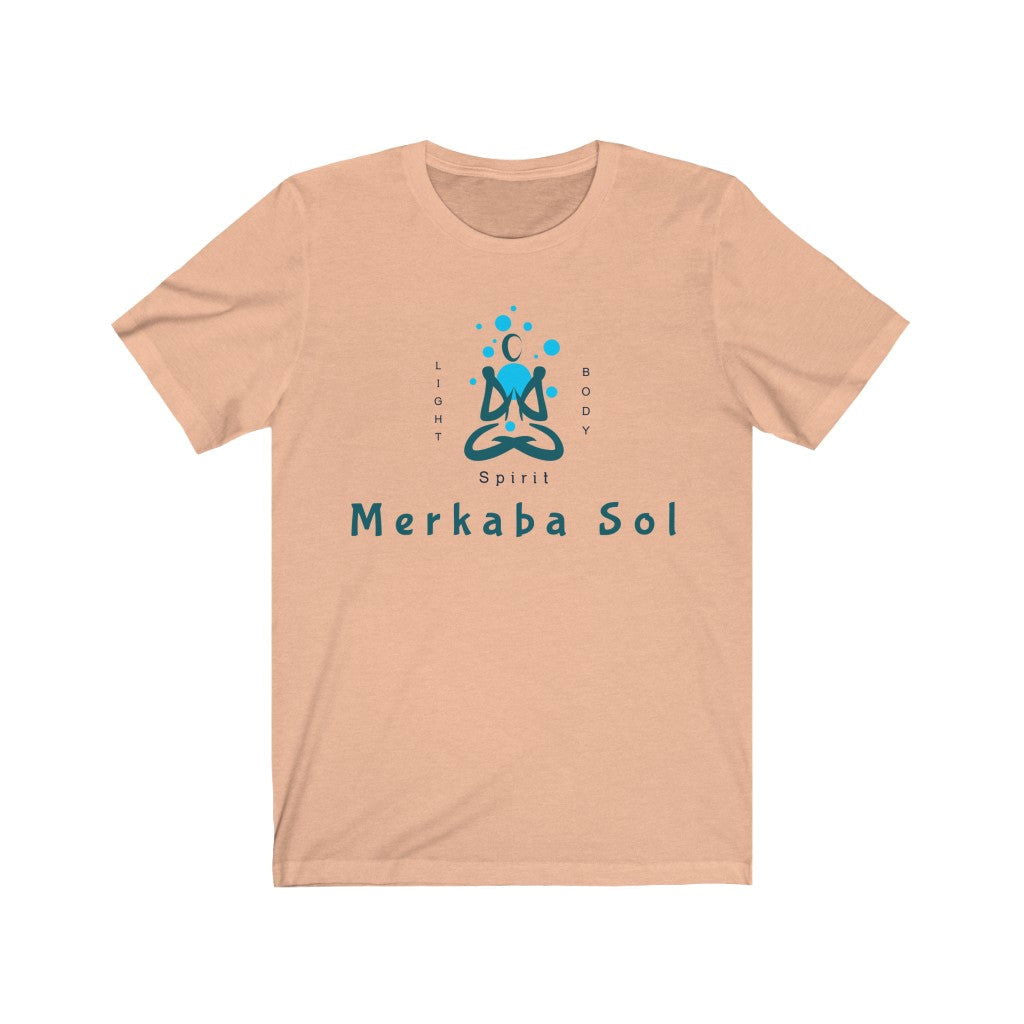 Light Body Spirit Short Sleeve Tee - Find balance within the light, body and spirit. Bring inspiration and empowerment to your wardrobe with this Light Body Spirit t-shirt in peach color or give it as a fun gift. From merkabasolshop.com