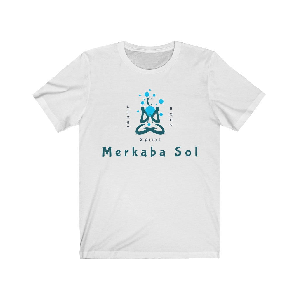 Light Body Spirit Short Sleeve Tee - Find balance within the light, body and spirit. Bring inspiration and empowerment to your wardrobe with this Light Body Spirit t-shirt in white color or give it as a fun gift. From merkabasolshop.com
