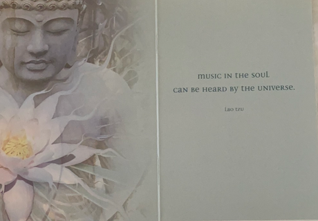 Living Radiance Greeting Card - Inside left has buddha and lotus with quote on the right 