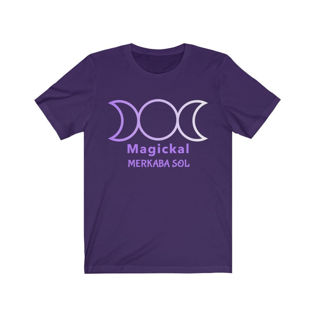 Magickal Moon Short Sleeve Tee - Let the magickal moon guide you. Bring inspiration and empowerment to your wardrobe with this Magickal Moon t-shirt in purple color or give it as a fun gift. From merkabasolshop.com