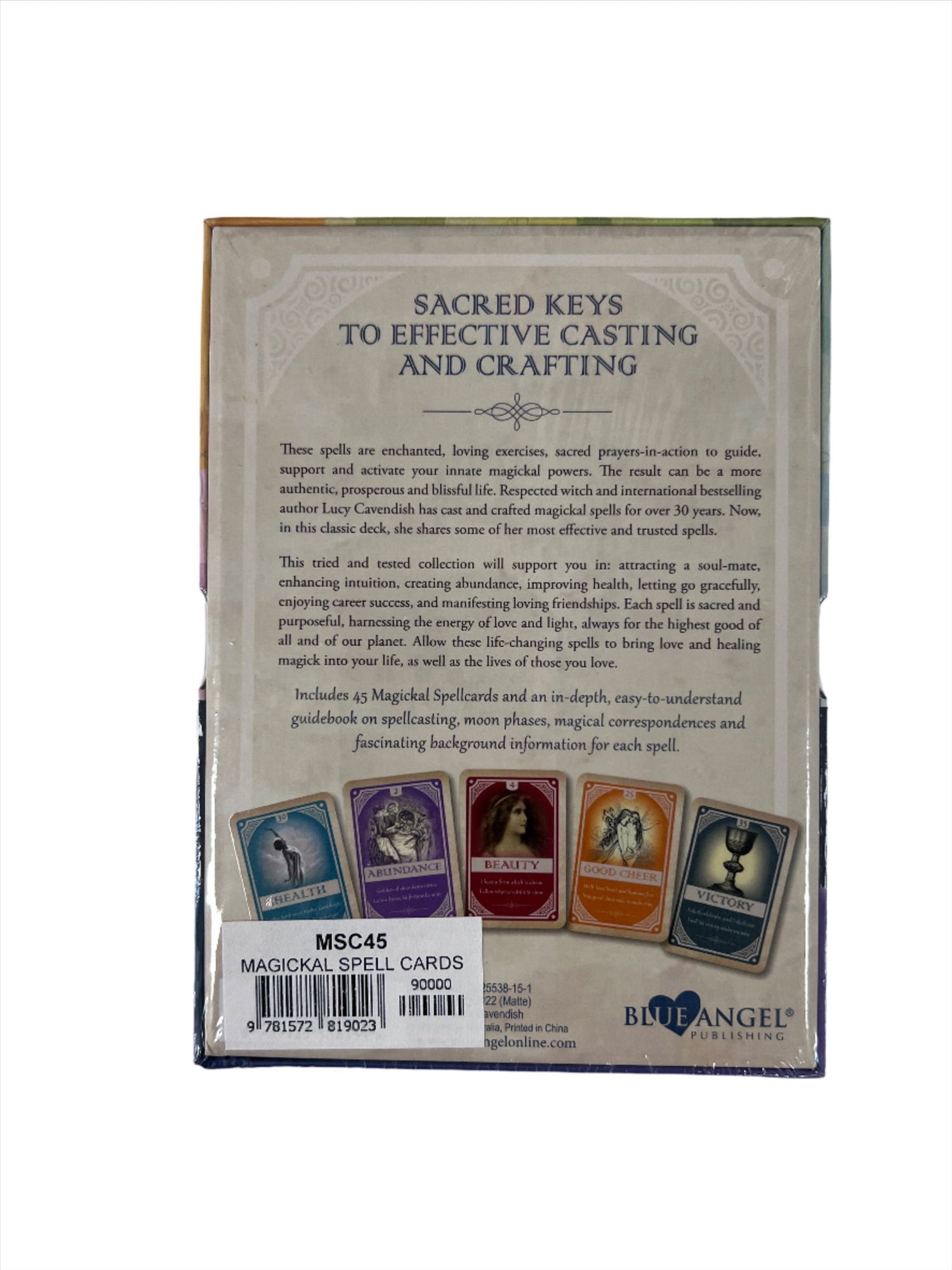 Magickal Spellcards Oracle Deck - Beige box with images of cards and a description 