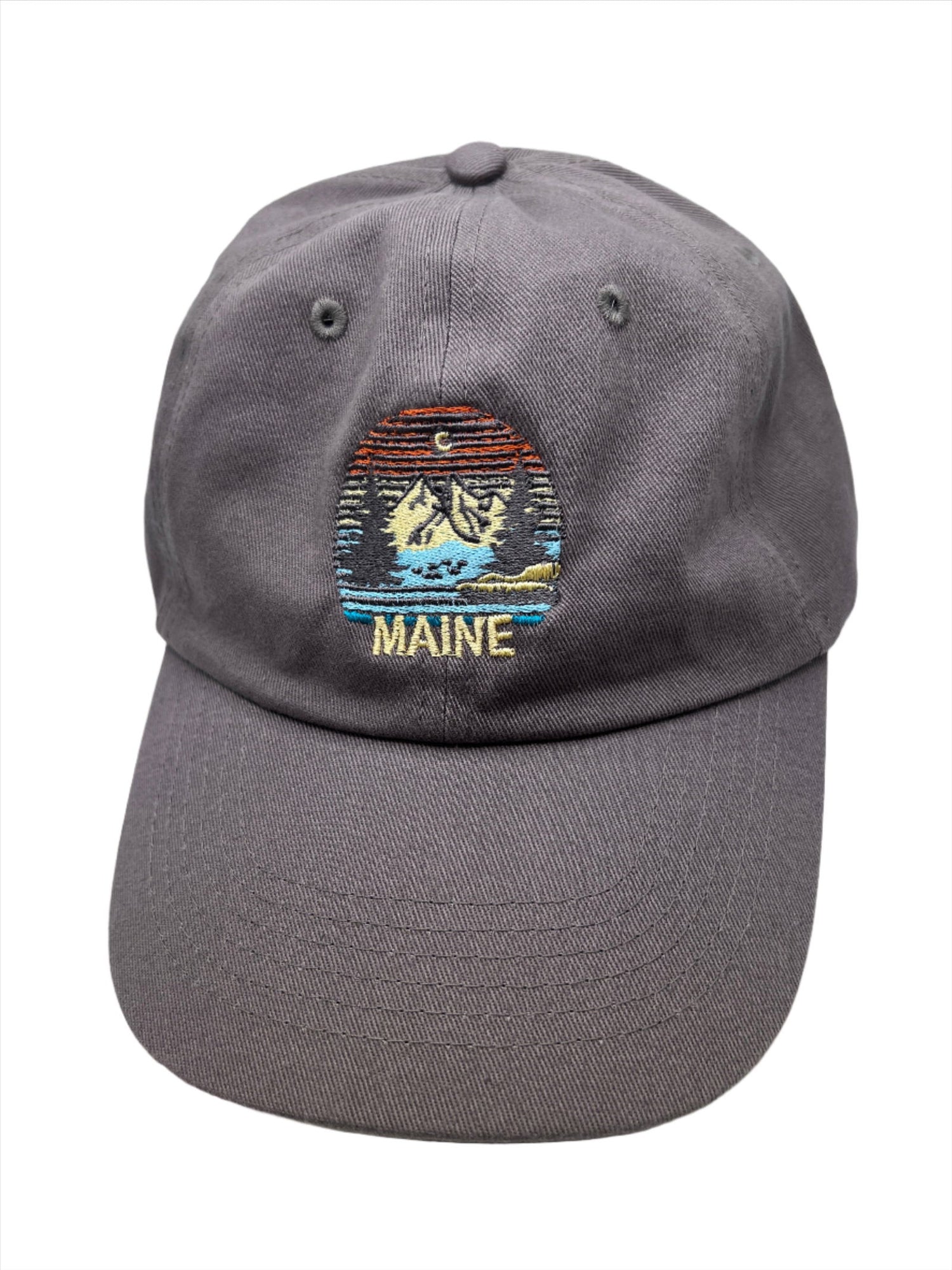 Maine Landscape Charcoal Gray Ball Cap - 