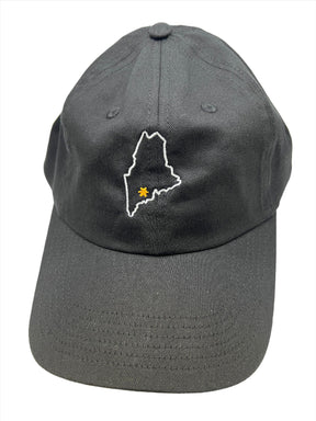 Maine State Outline Black Ball Cap - 