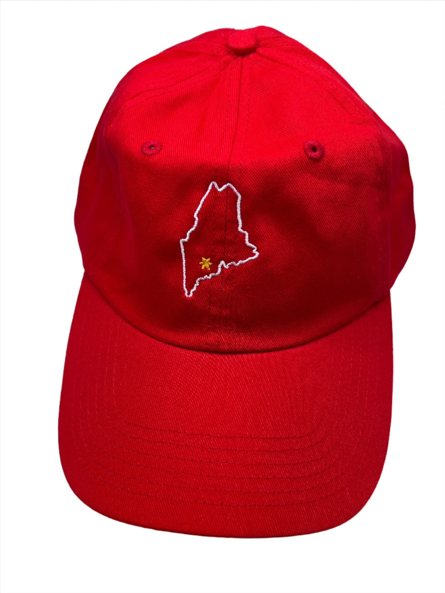 Maine State Outline Red Ball Cap - 