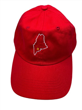 Maine State Outline Red Ball Cap - 