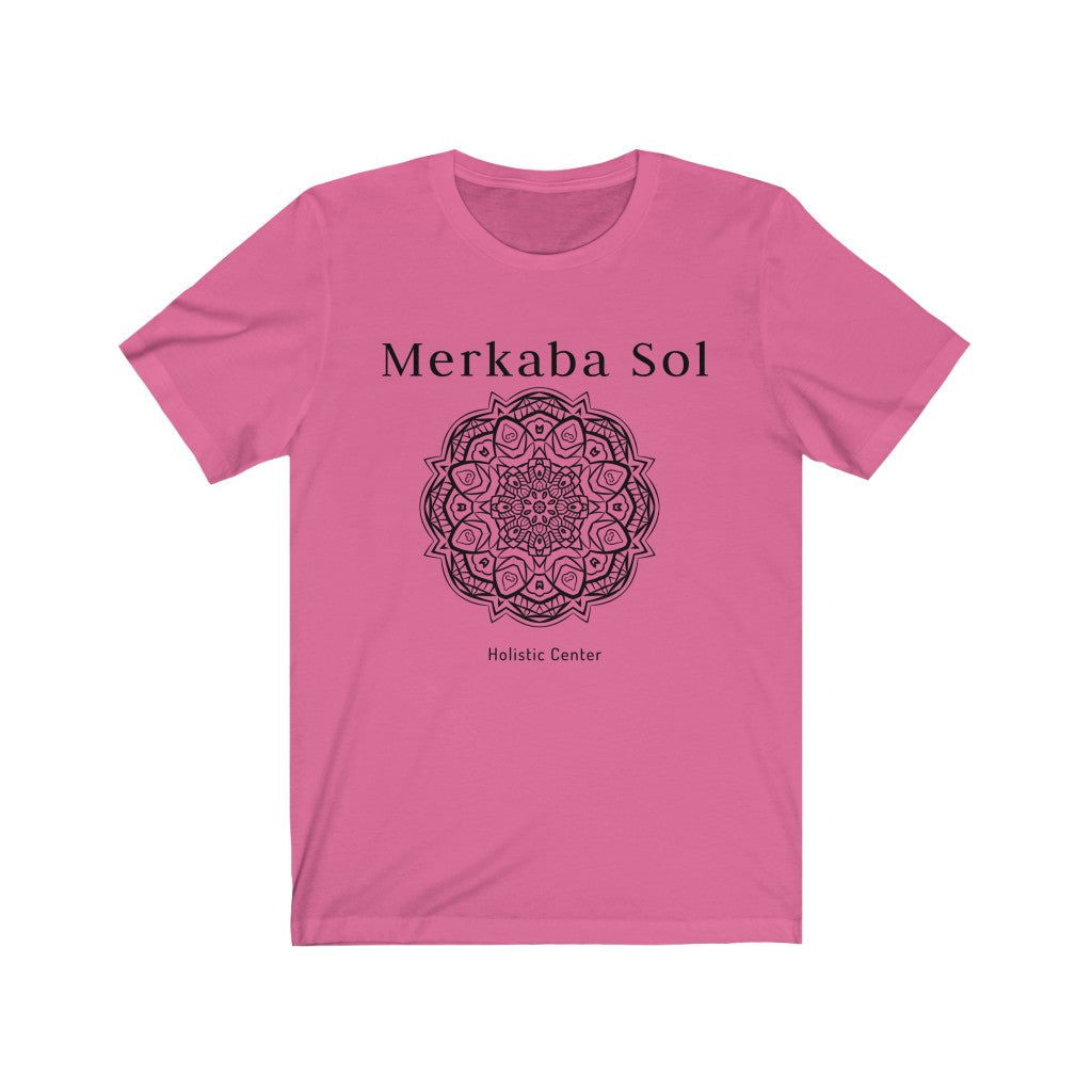 Mandala Short Sleeve Tee - The mandala the energy of the cosmos. Bring inspiration and empowerment to your wardrobe with this Mandala t-shirt in charity pink color or give it as a fun gift. From merkabasolshop.com