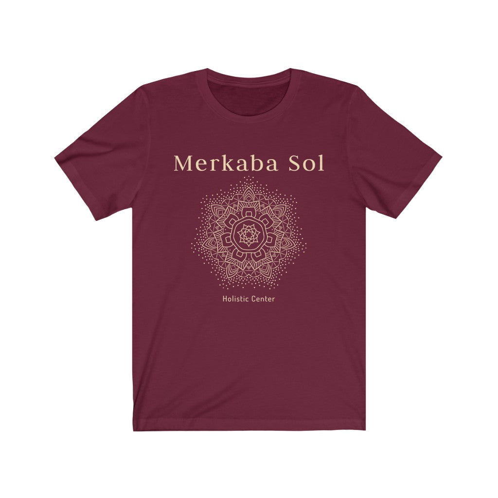 Mandala Short Sleeve Tee - The mandala the energy of the cosmos. Bring inspiration and empowerment to your wardrobe with this Mandala t-shirt in maroon color or give it as a fun gift. From merkabasolshop.com