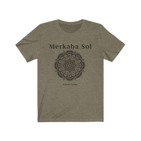 Mandala Short Sleeve Tee - The mandala the energy of the cosmos. Bring inspiration and empowerment to your wardrobe with this Mandala t-shirt in olive color or give it as a fun gift. From merkabasolshop.com