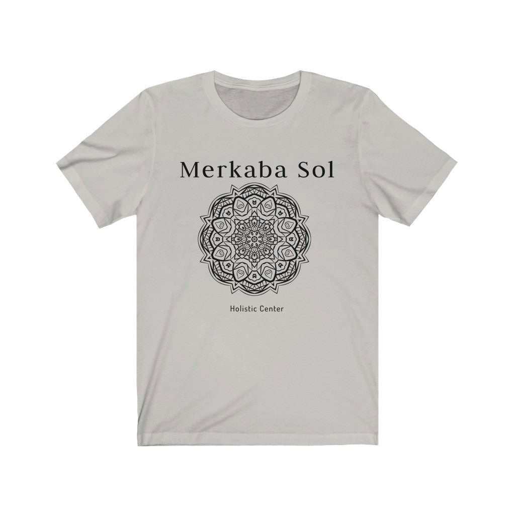 Mandala Short Sleeve Tee - The mandala the energy of the cosmos. Bring inspiration and empowerment to your wardrobe with this Mandala t-shirt in silver color or give it as a fun gift. From merkabasolshop.com