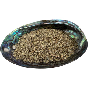 Dried Marjoram Leaf in an abalone shell.