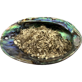Dried Marshmallow Root in an abalone shell.