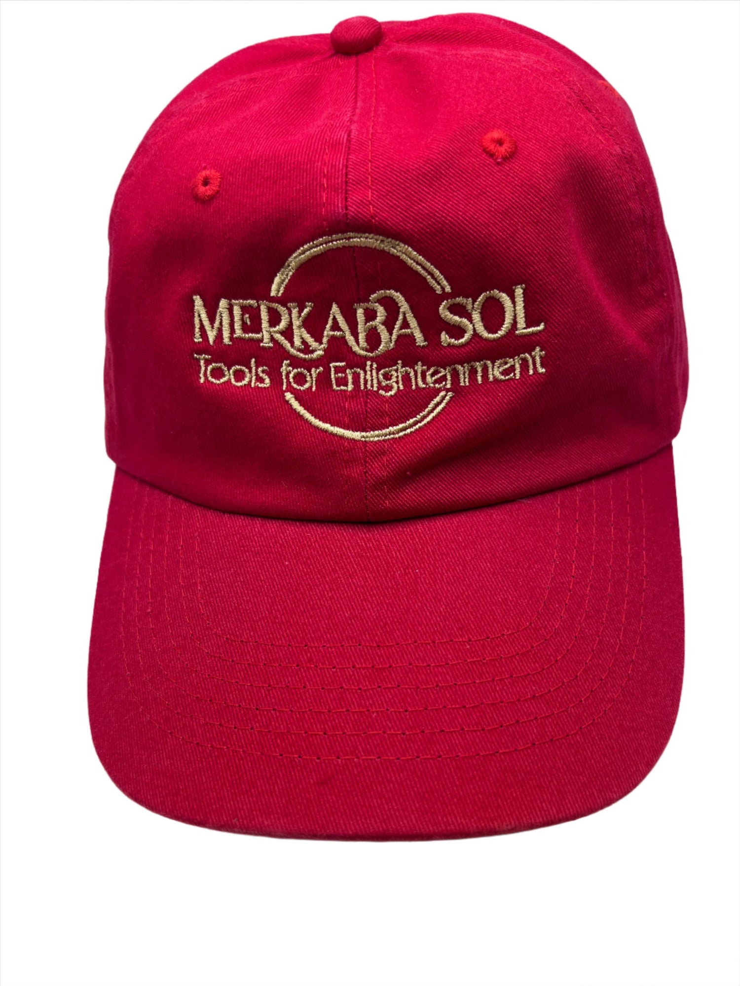 Merkaba Sol Red Ball Cap - Red ball cap with the Merkaba Sol logo  embroidered in gold 