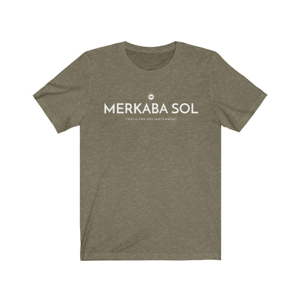 Merkaba Sol with Moon Short Sleeve Tee - Merkaba Sol with Moon. Bring inspiration and empowerment to your wardrobe with this Merkaba Sol with moon t-shirt in olive color or give it as a fun gift. From merkabasolshop.com