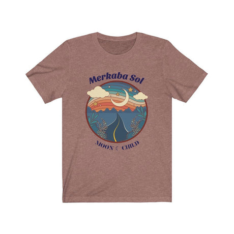Moon Child Short Sleeve Tee - Let the moon child shine free. Bring inspiration and empowerment to your wardrobe with this Moon Child t-shirt in mauve color or give it as a fun gift. From merkabasolshop.com