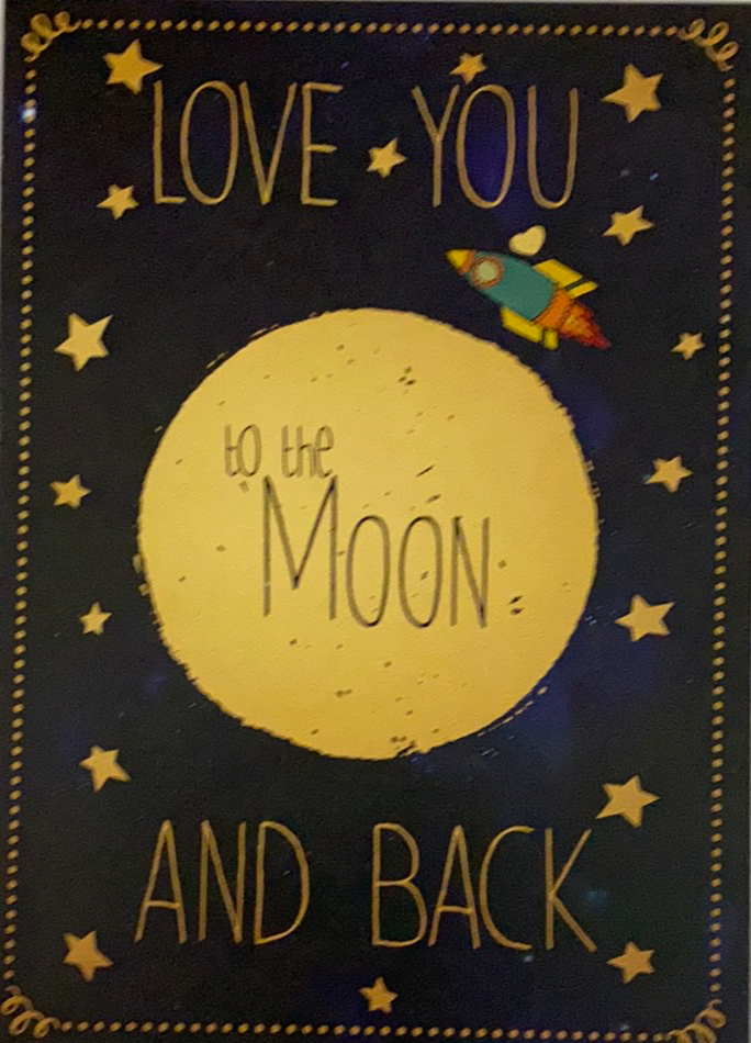 Moon and Back Birthday Greeting Card - Black card with yellow moon 