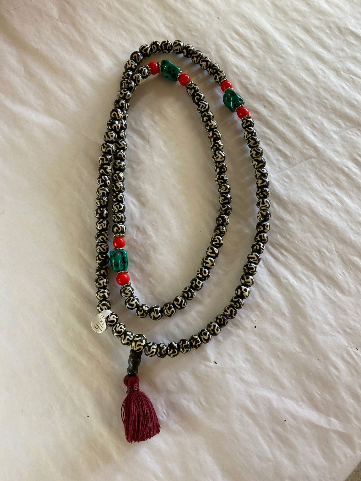 OM Bead Bone Mala - 