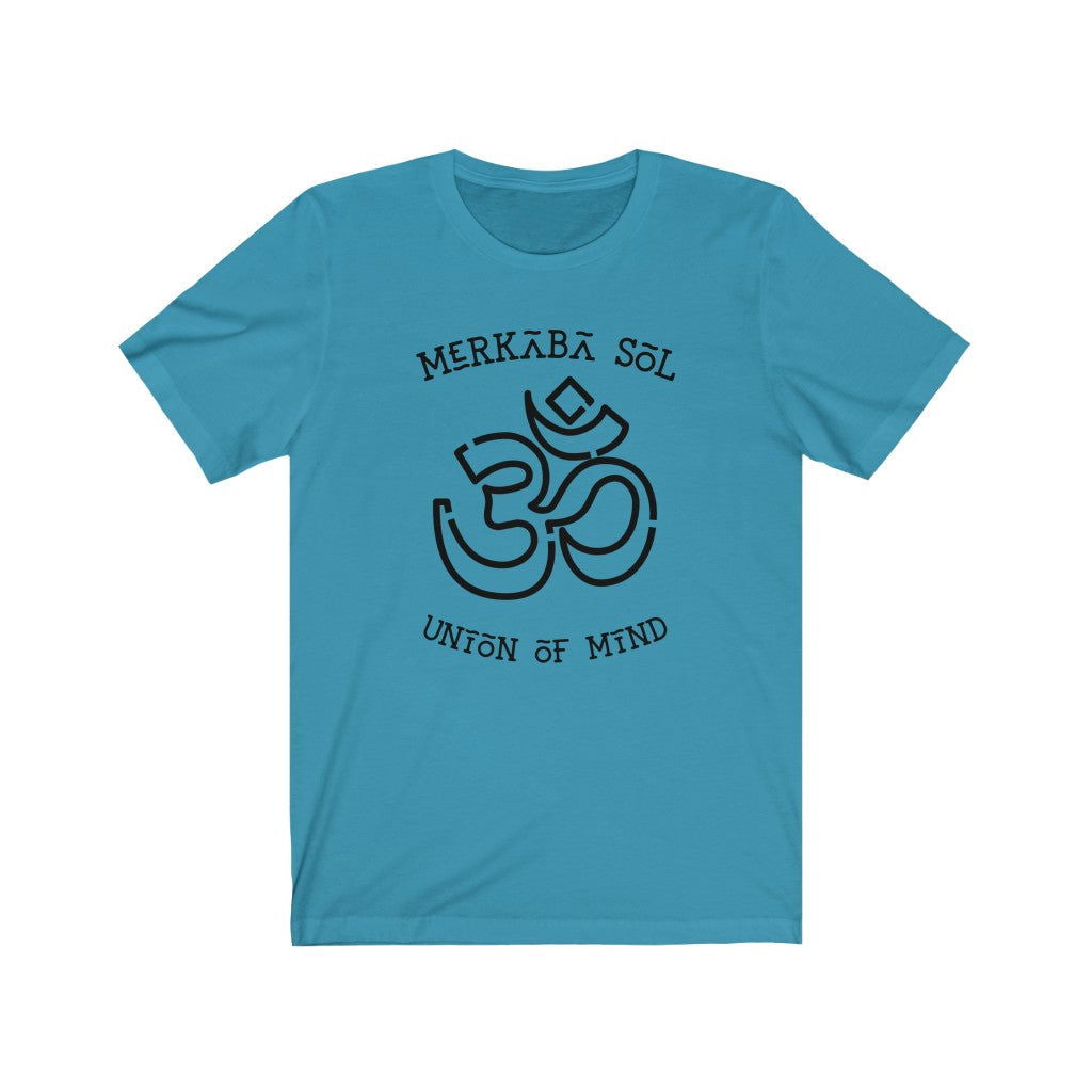 OM Union of Mind Short Sleeve Tee - Merkaba Sol OM Union of Mind. Bring inspiration and empowerment to your wardrobe with this OM union of mind t-shirt in aqua color or give it as a fun gift. From merkabasolshop.com