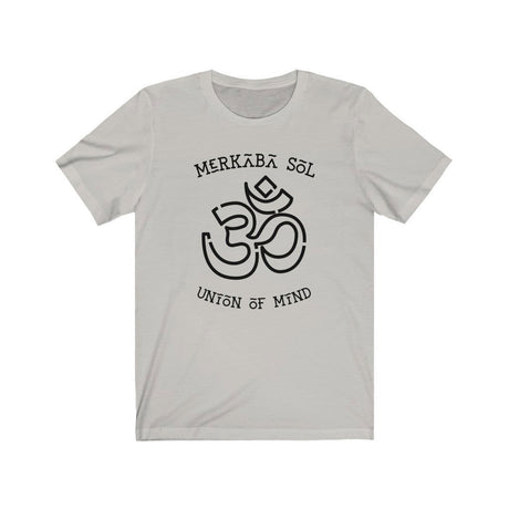OM Union of Mind Short Sleeve Tee - Merkaba Sol OM Union of Mind. Bring inspiration and empowerment to your wardrobe with this OM union of mind t-shirt in silver color or give it as a fun gift. From merkabasolshop.com