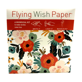 Flying Wish Paper kit with orange floral illustration.