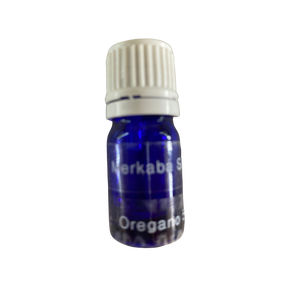 Oregano Essential Oil - Oregano Essential Oil in a small blue colored bottle with transparent label and white screw cap.