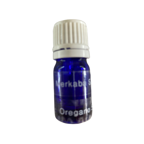 Oregano Essential Oil - Oregano Essential Oil in a small blue colored bottle with transparent label and white screw cap.