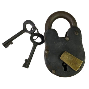 Antique Medium-sized padlock with two keys.