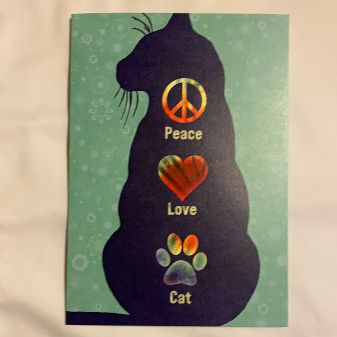 Peace Love Cat Greeting Cards - 