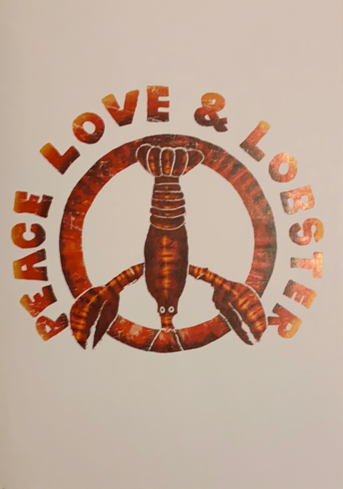 Peace Love Lobster Greeting Cards - White card with lobster peace sign 