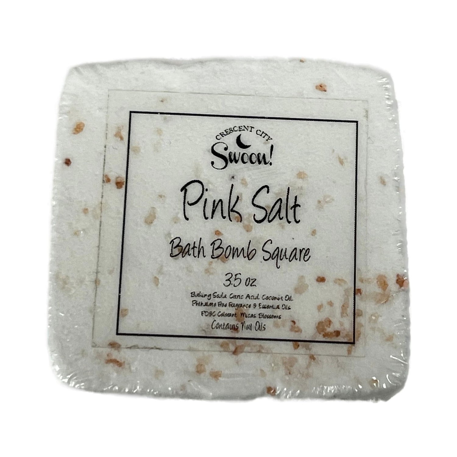Pink Salt Bath Bomb Square - White Square with Himalayan salt crystals 