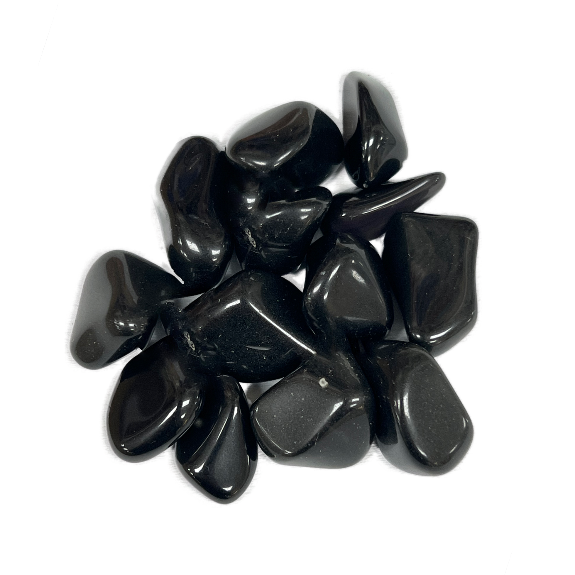 Dark grey and black shiney stones 