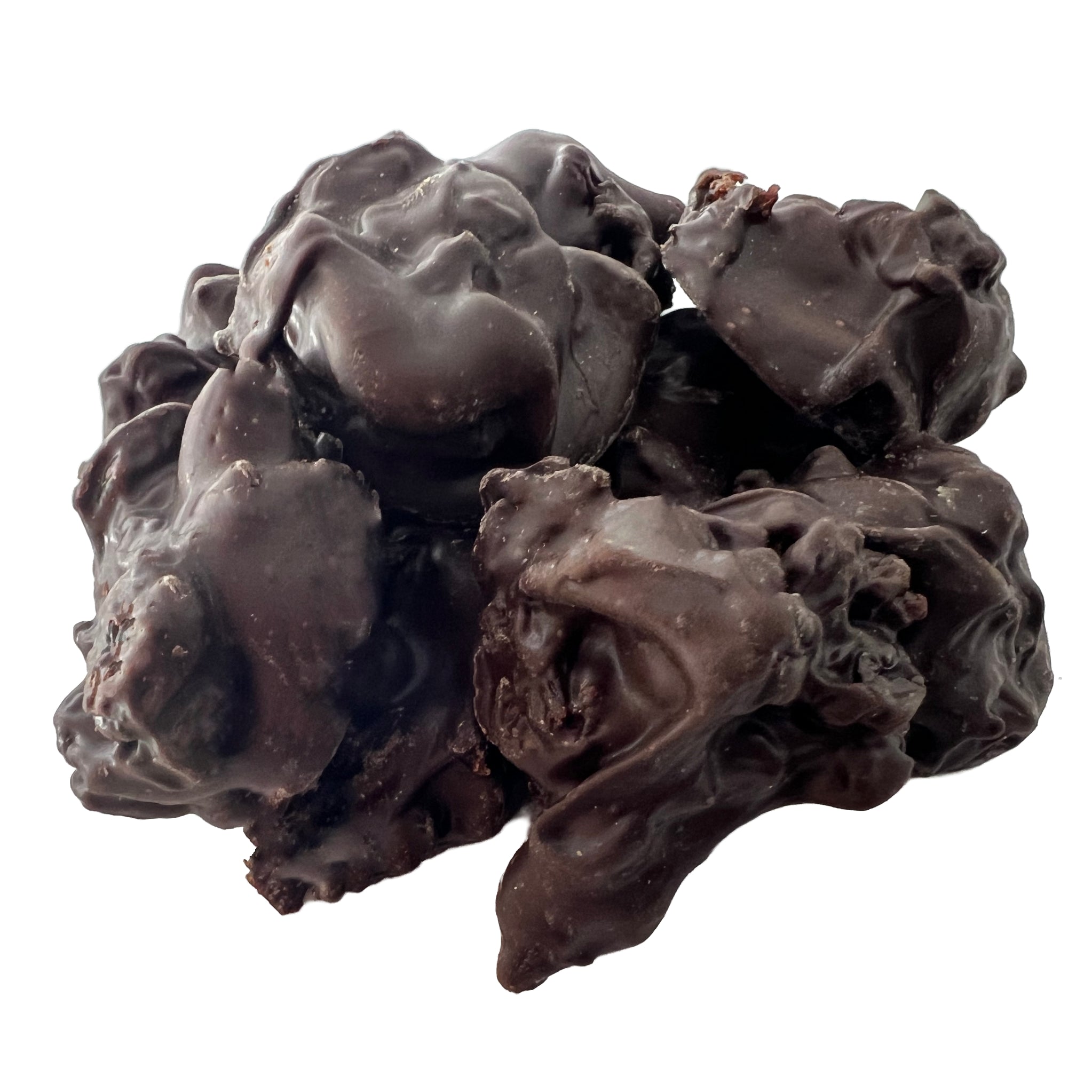 Dark chocolate cover raisin inn cluster form 