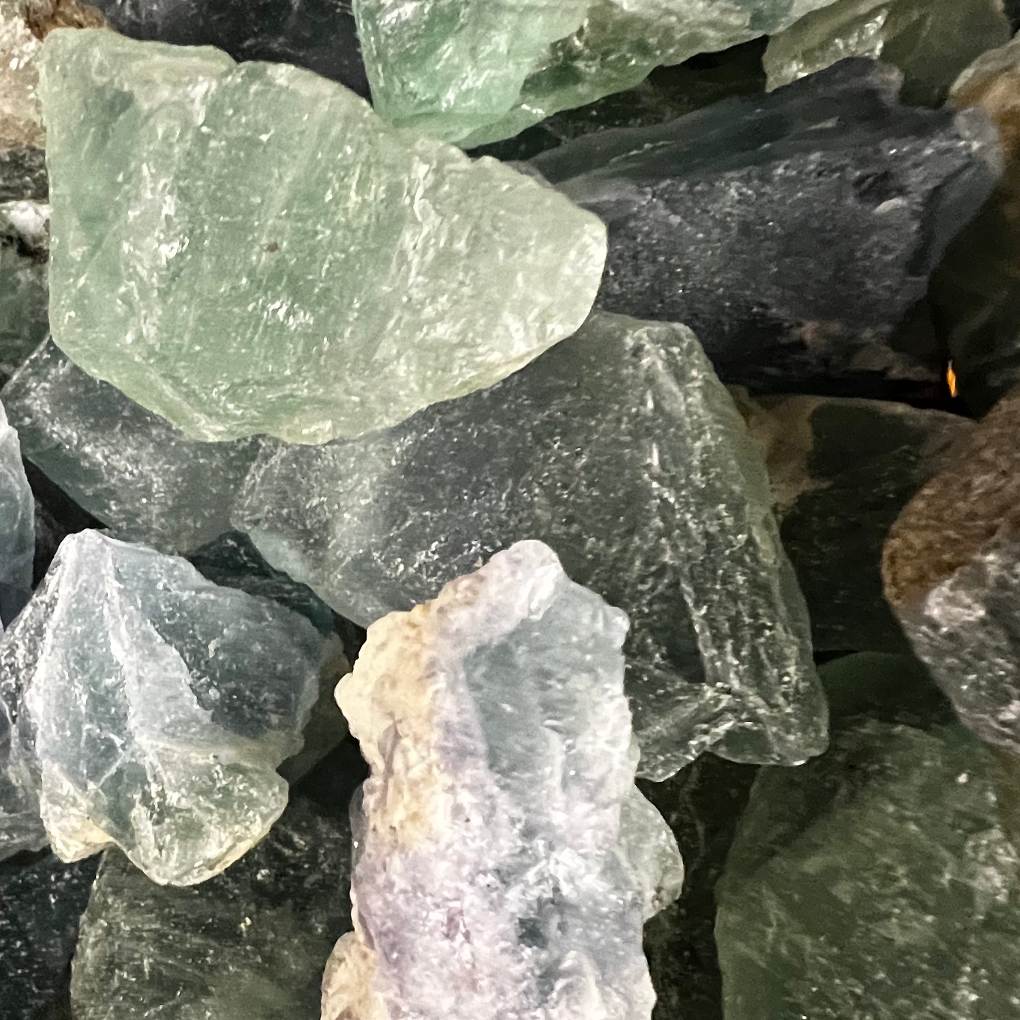 mixed purple green colors stone raw fluorite 