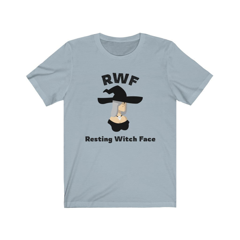 Resting Witch Face Short Sleeve Tee - Resting witch face. Bring inspiration and empowerment to your wardrobe with this Resting Witch Face t-shirt in light blue color or give it as a fun gift. From merkabasolshop.com