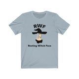 Resting Witch Face Short Sleeve Tee - Resting witch face. Bring inspiration and empowerment to your wardrobe with this Resting Witch Face t-shirt in light blue color or give it as a fun gift. From merkabasolshop.com