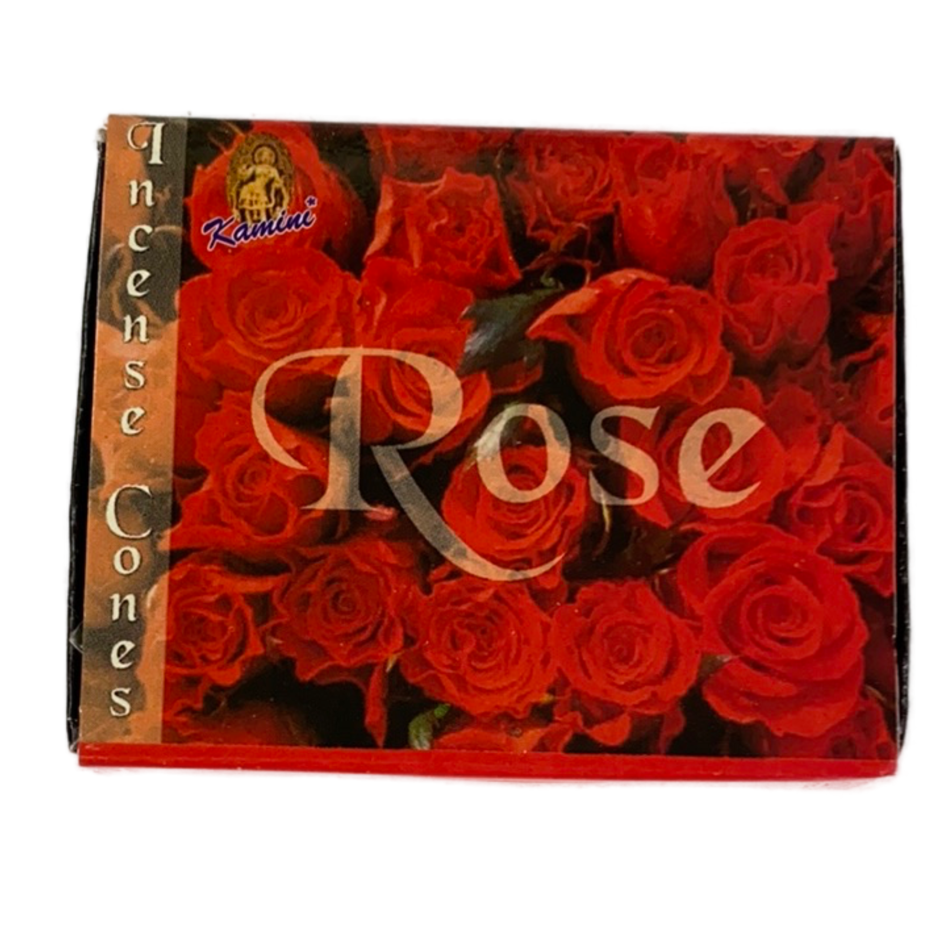 Red square box with images of roses on it 