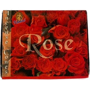 Rose Incense Cones - Red square box with images of roses on it 